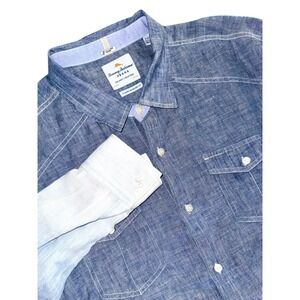 Tommy Bahama Jeans Island Crafted 100% Linen XL -Button‎ Up - Ombre Fade  Men-M